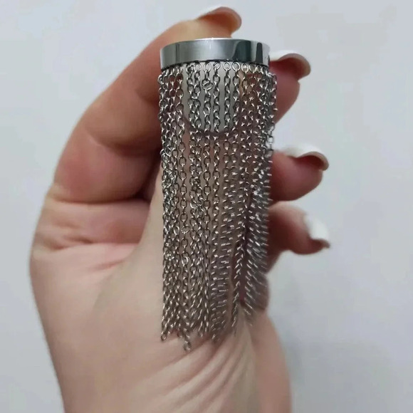 Milan Metallic Chain Tassel Stainless Steel Waterproof Ring - Picture 13 of 16